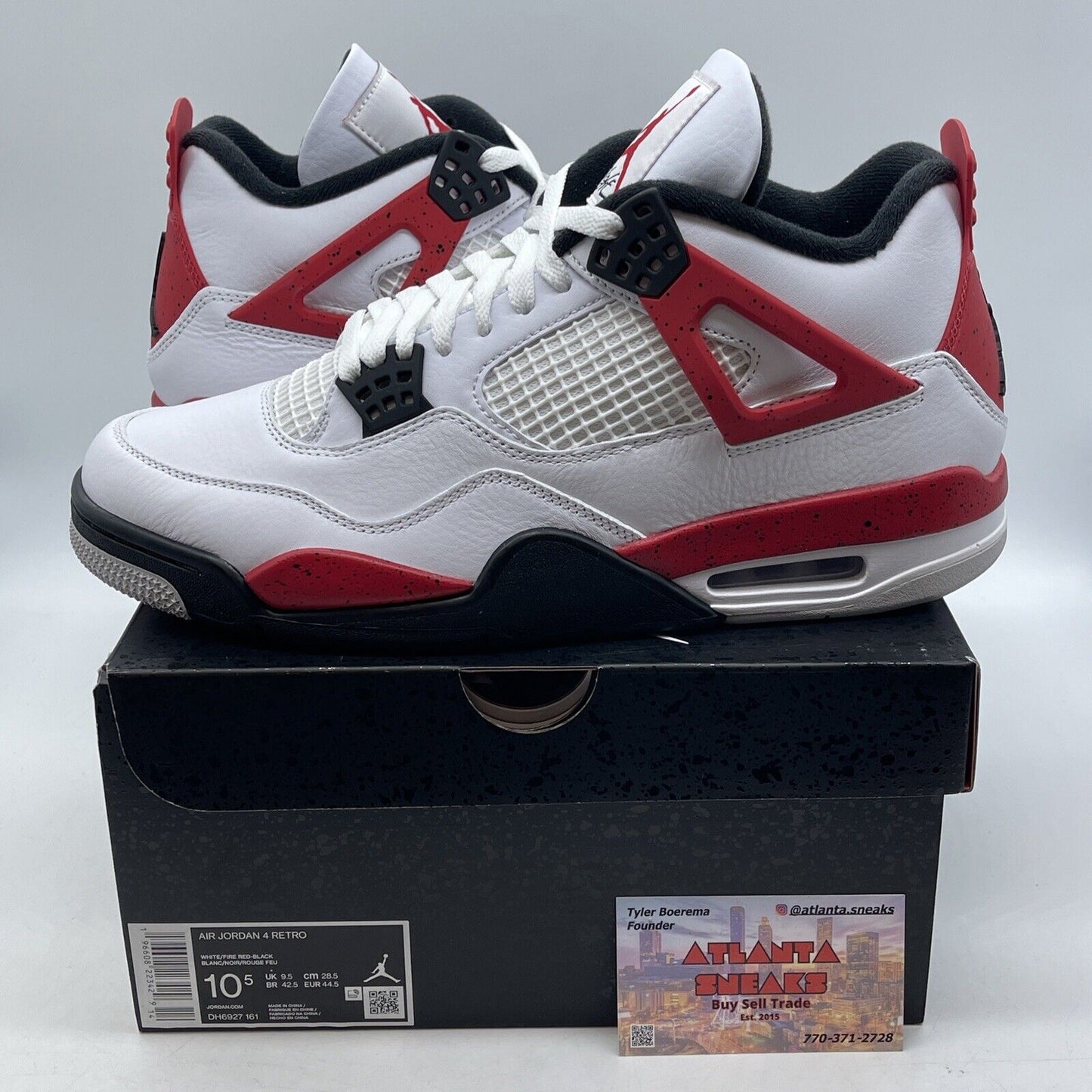 Size 10.5 - Jordan 4 Retro Mid Red Cement White Black Red Leather (DH6927-161)