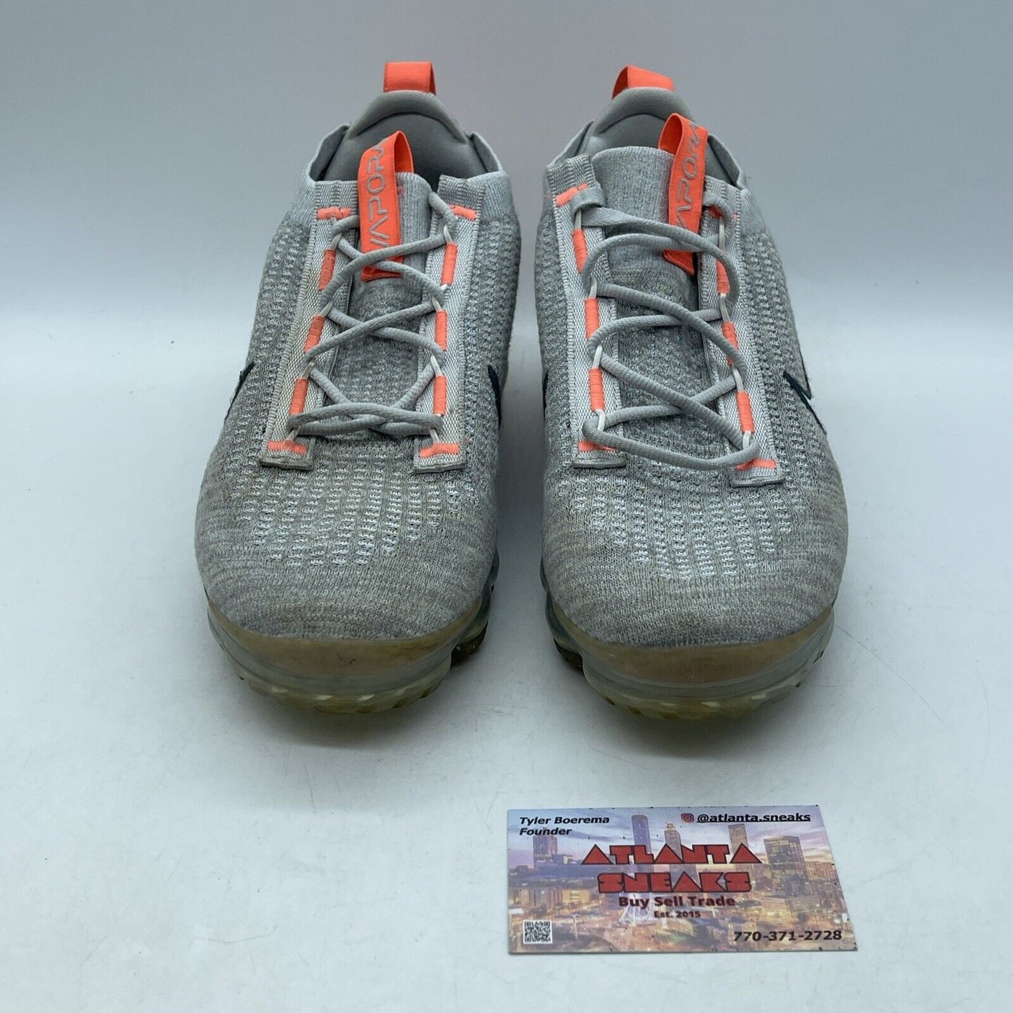 Size 9.5 - Nike Air VaporMax 2021 Flyknit Grey Fog Bright Mango (DH4084-002)