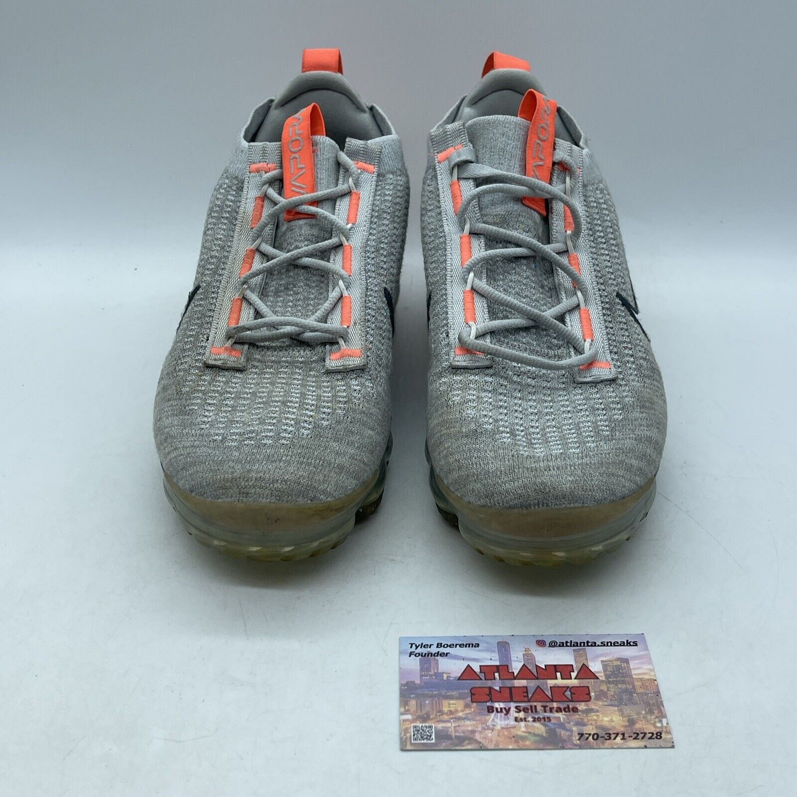 Size 9.5 - Nike Air VaporMax 2021 Flyknit Grey Fog Bright Mango (DH4084-002)