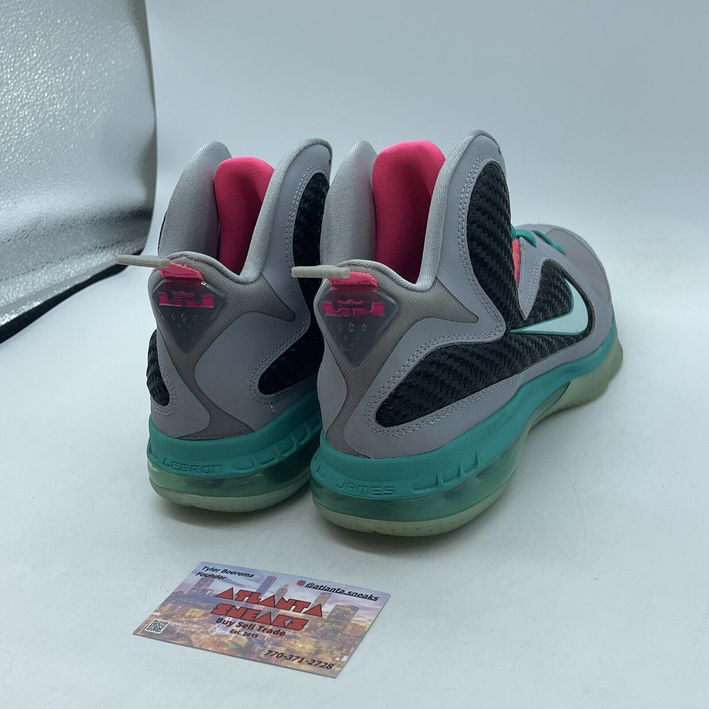 Size 7Y - Nike Lebron 9 South Beach Florida GS 2012 Leather Grey (472664-006)