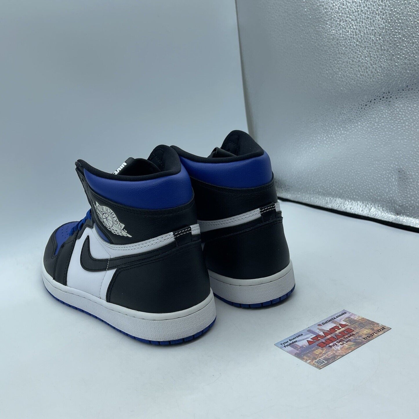 Size 10 - Jordan 1 Retro OG High Royal Toe Black Blue Black Leather (555088-041)