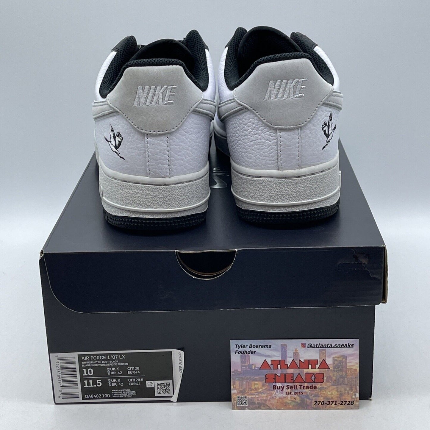 Size 10 - Nike Air Force 1 '07 LX Crane White Black Grey Red Suede (DA8482-100)