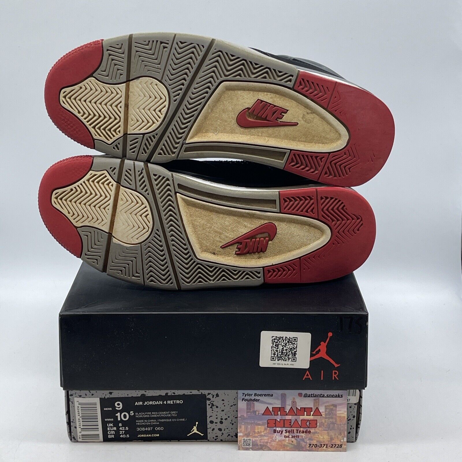 Size 9 - Jordan 4 Retro OG Mid Bred 2019 Black Red Grey Suede Leather 308497-060