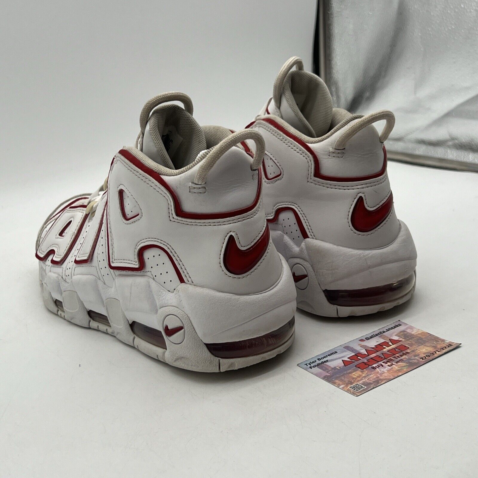 Size 8.5 - Nike Air More Uptempo 2021 White Varsity Red Leather (921948-10221)