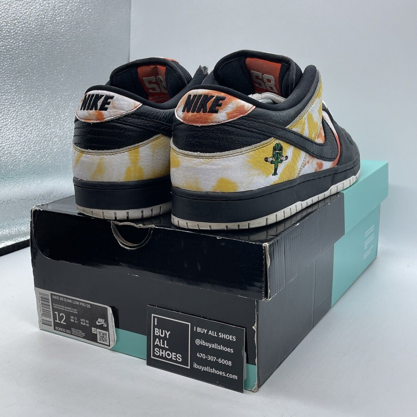 Size 12 - Nike Dunk SB Low Tie-Dye Raygun Black White Leather (BQ6832-001)