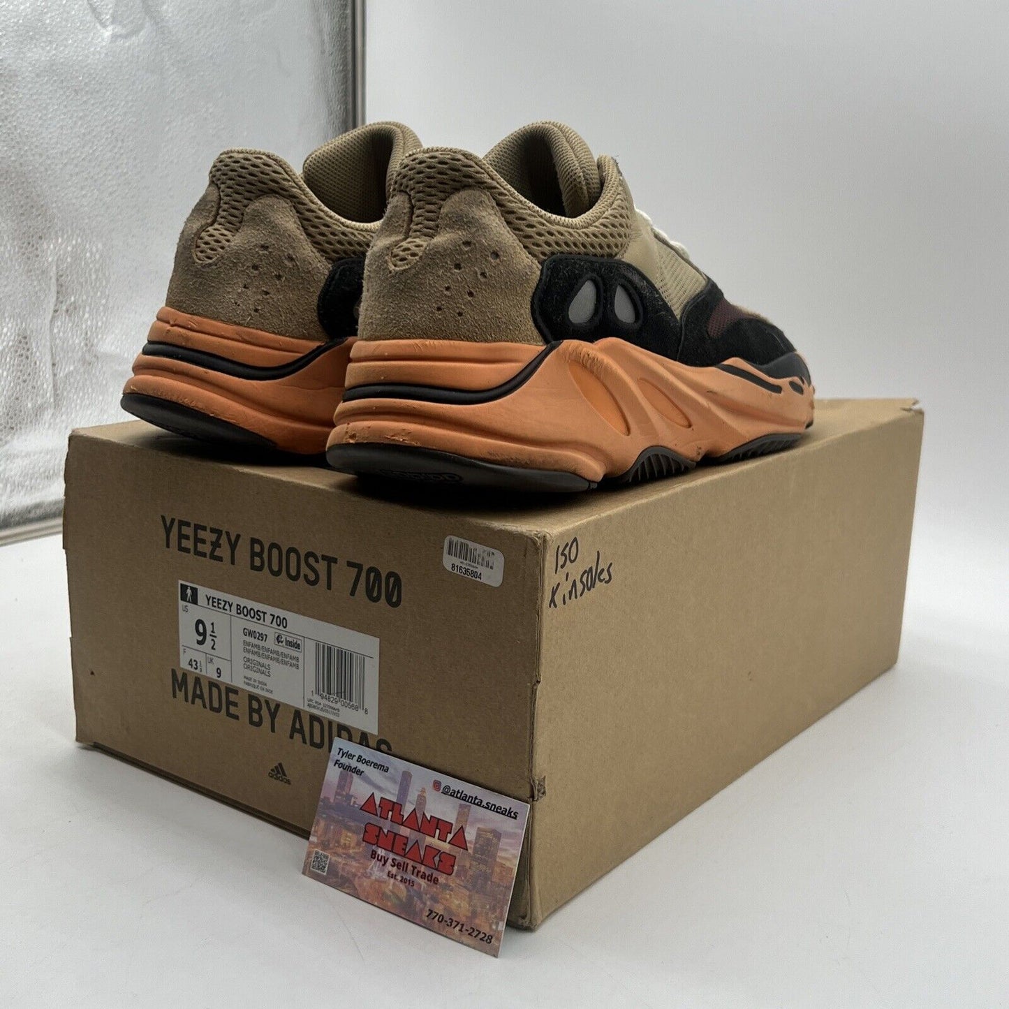 Size 9.5 - adidas Yeezy Boost 700 Enflame Amber Orange Suede Tan (GW0297)