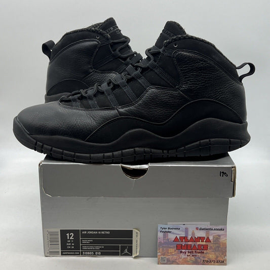 Size 12 - Air Jordan 10 Retro 2005 Stealth Black Leather Suede (310805-010)