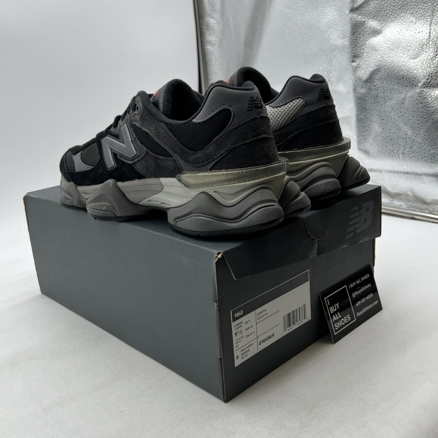 Size 9.5 - New Balance 9060 Black Castlerock (U9060BLK)