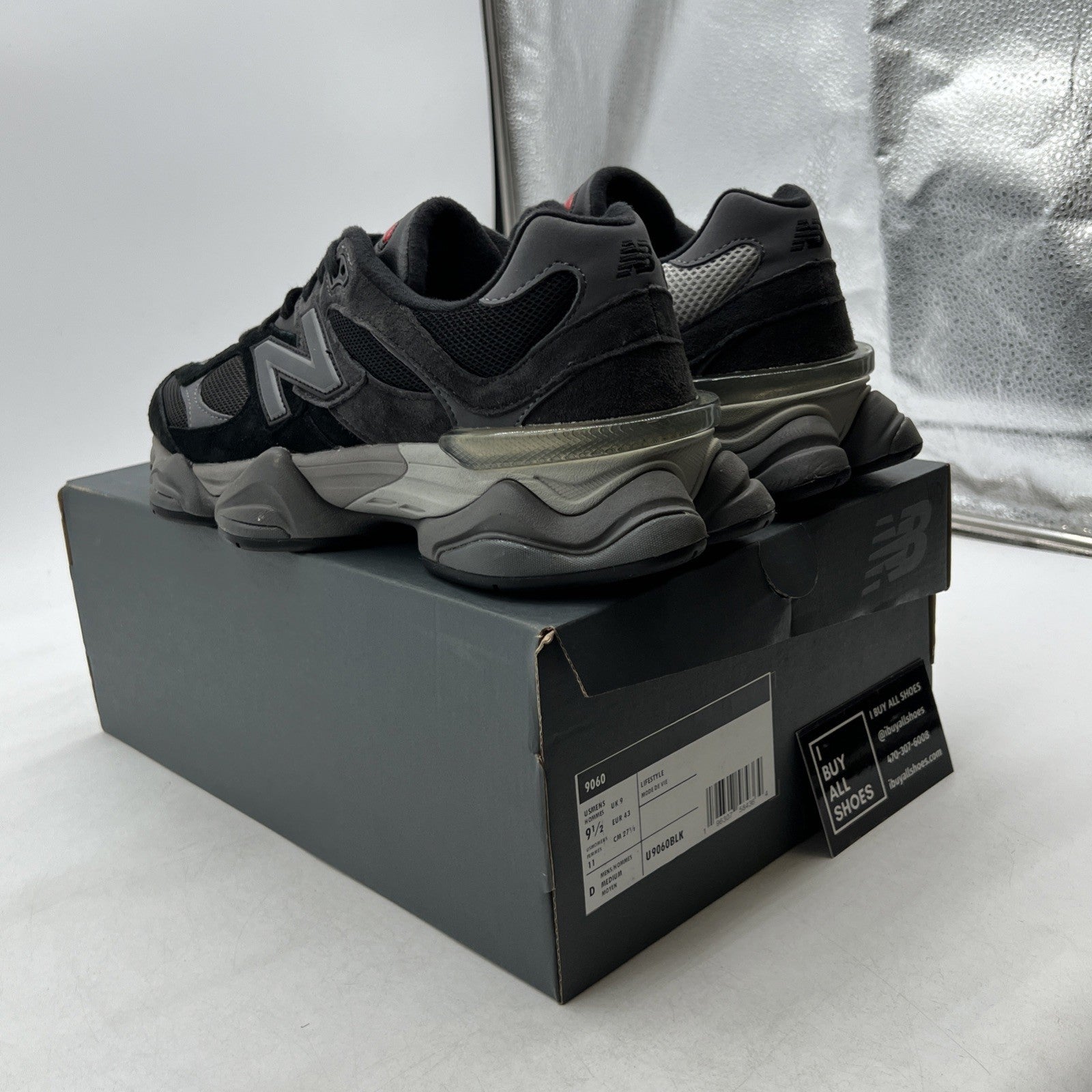 Size 9.5 - New Balance 9060 Black Castlerock (U9060BLK)