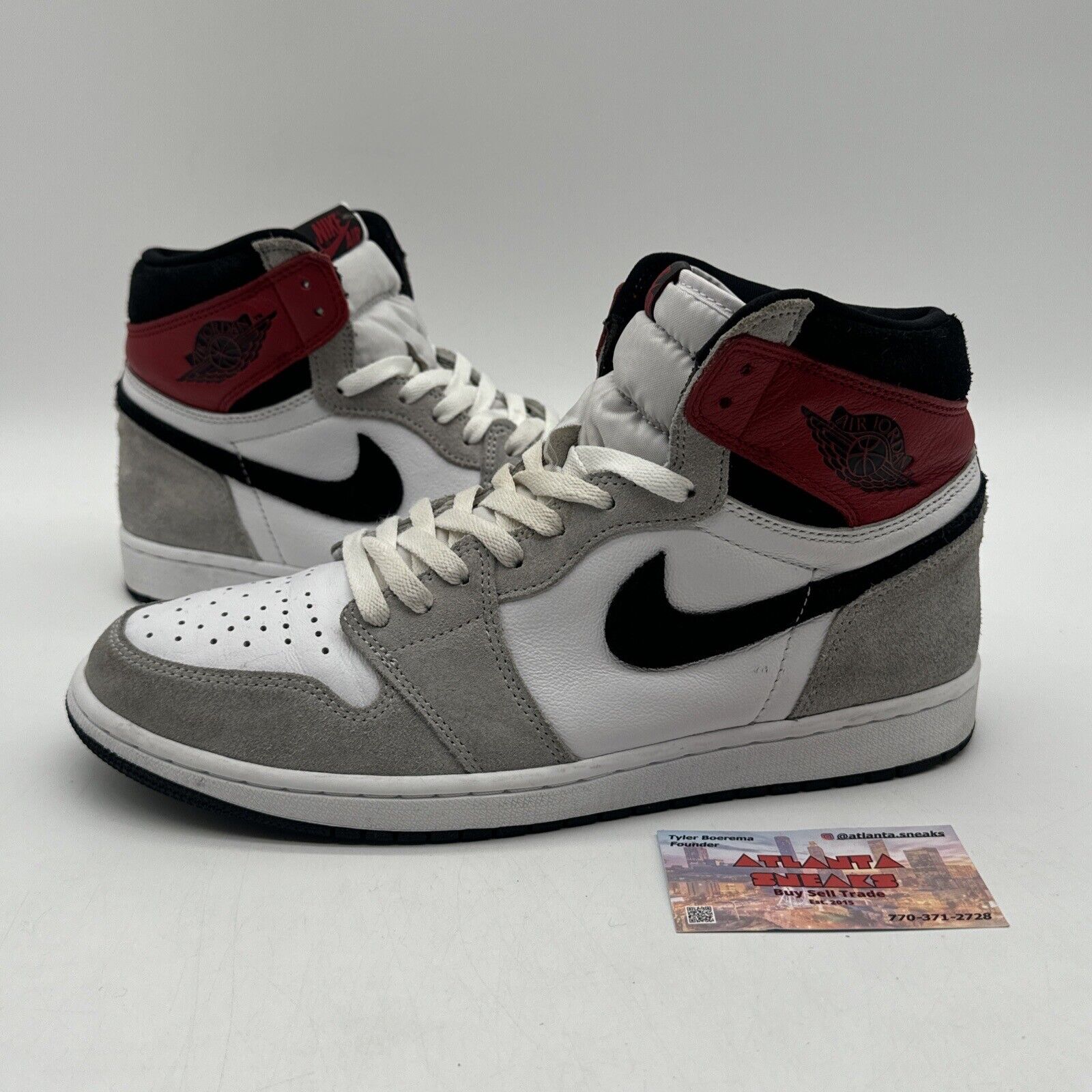 Size 11 - Jordan 1 Retro High OG Smoke Gray 2020 Red Leather Deep Suede White