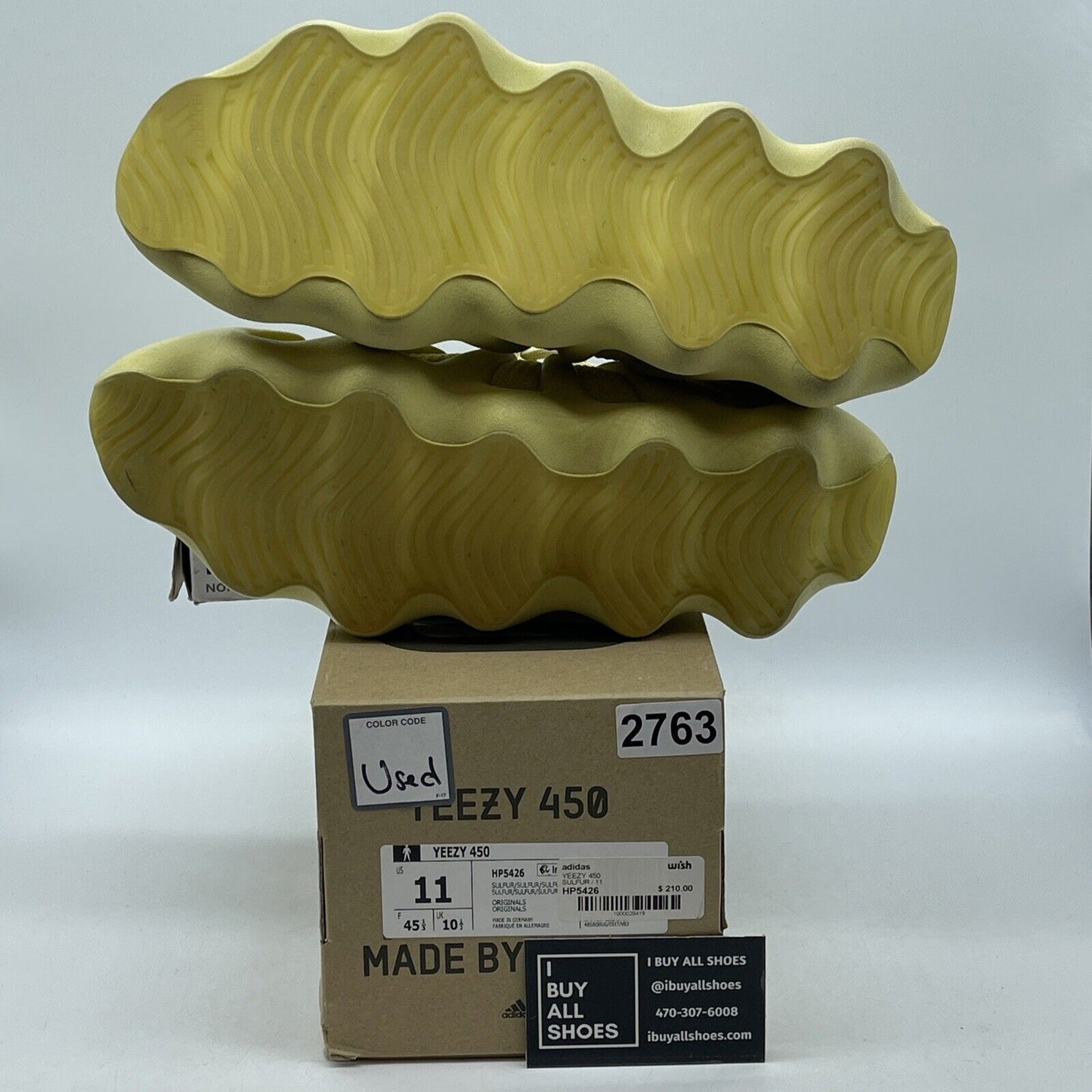 Size 11 - adidas Yeezy 450 Sulfur Yellow Suede (HP5426(