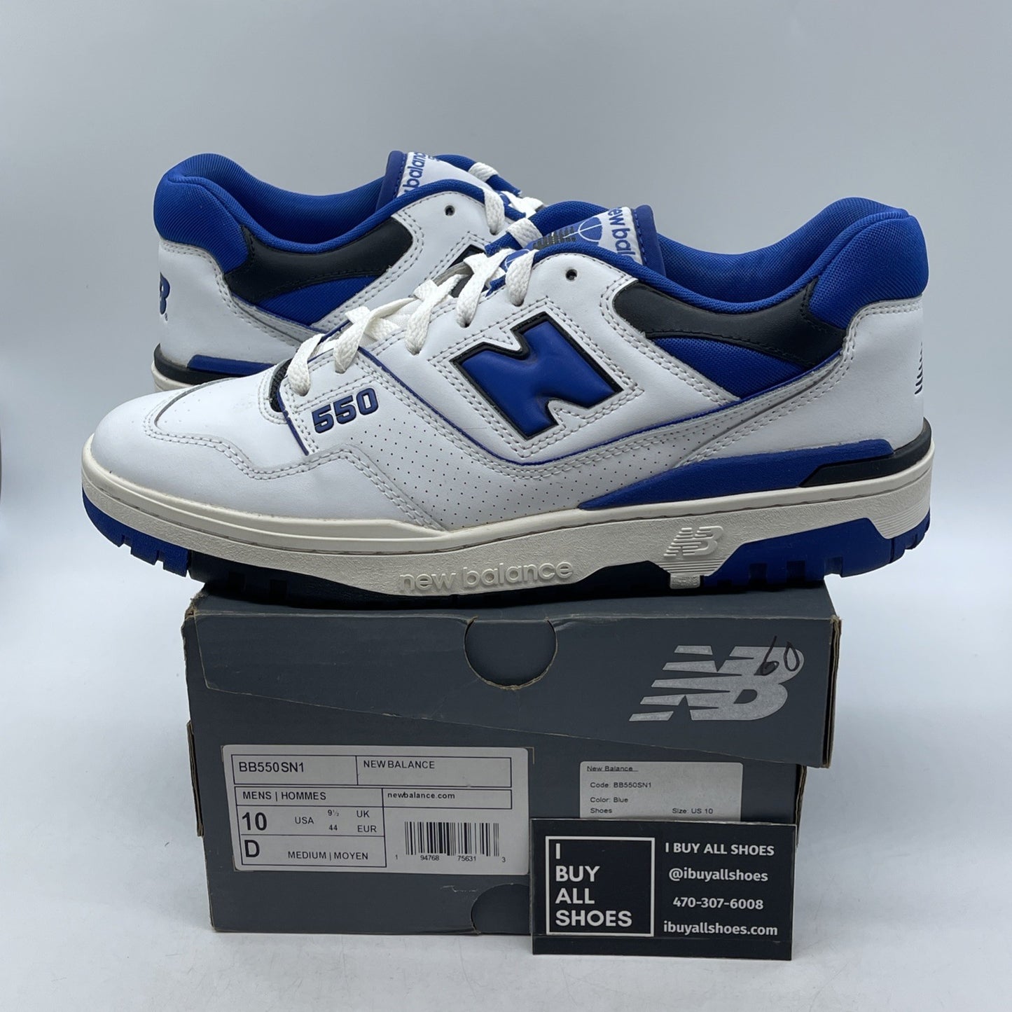Size 10 - New Balance 550 White Team Royal (BB550SN1)