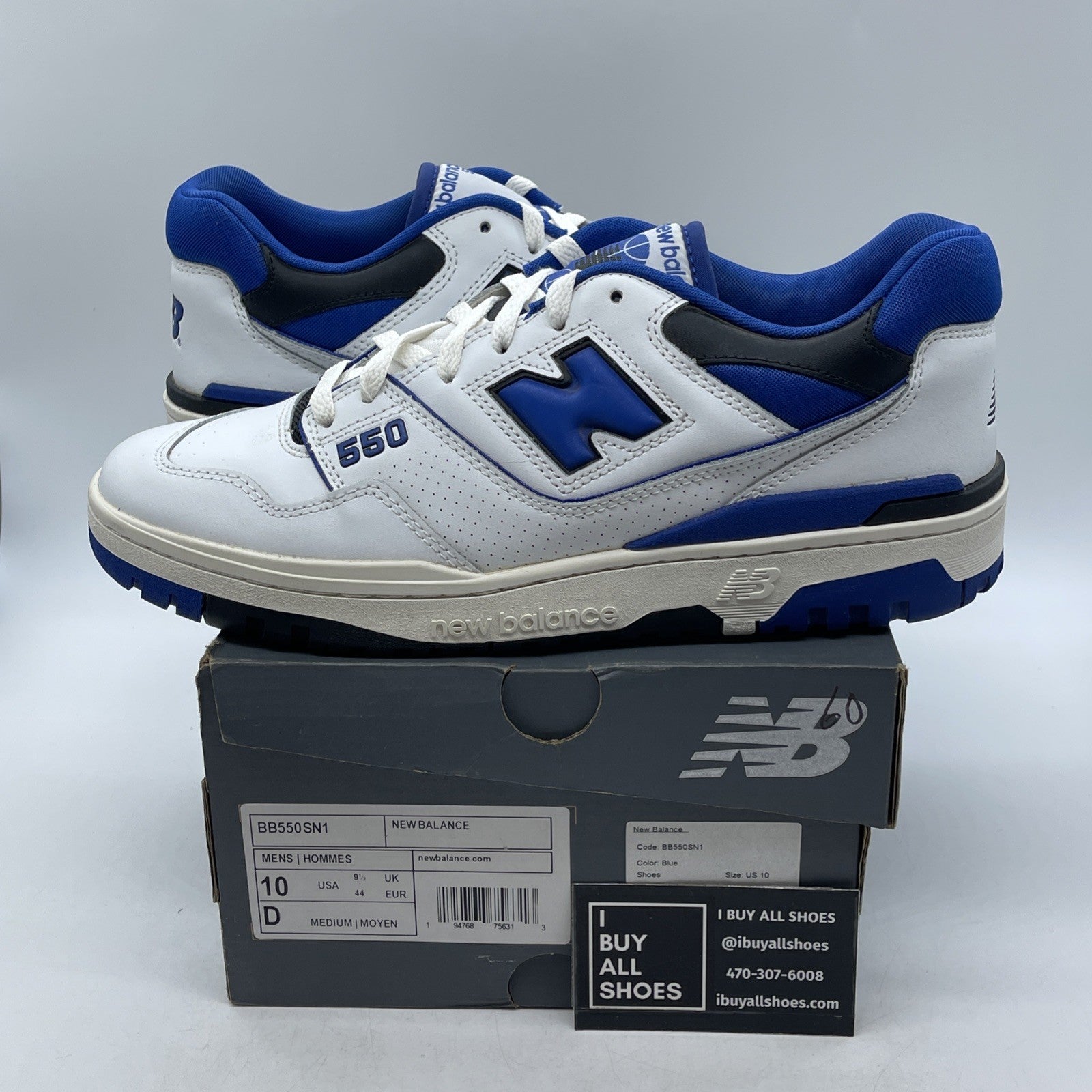 Size 10 - New Balance 550 White Team Royal (BB550SN1)