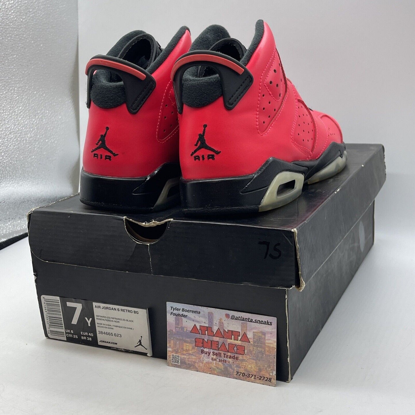 Size 7Y - Nike Air Jordan 6 Retro BG Infrared 23 GS Pink Black (384665-623)