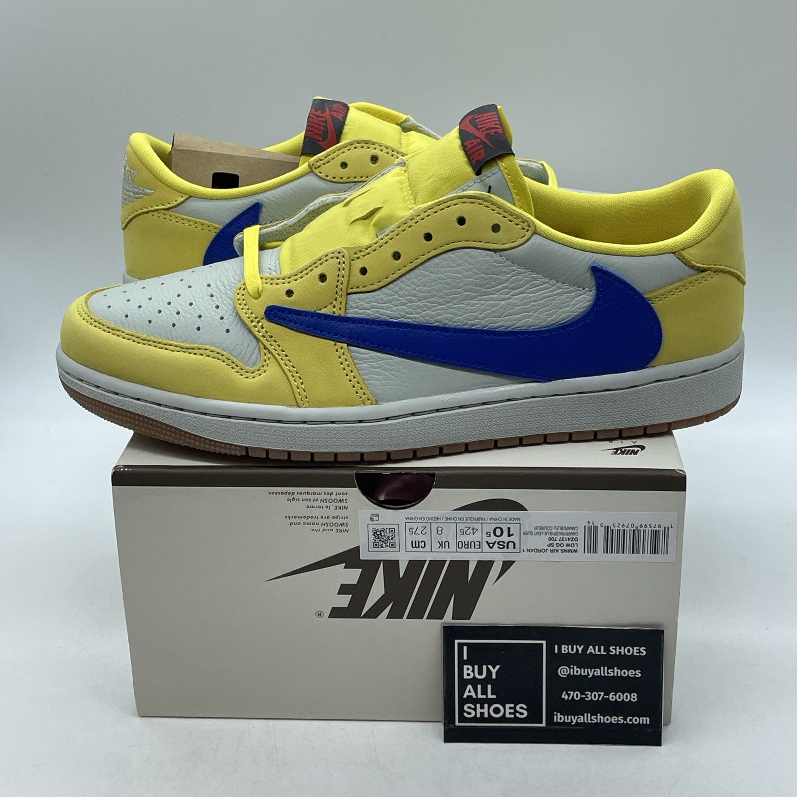 Size 10.5W - Travis Scott x Air Jordan 1 Retro OG SP Low Canary (DZ4137-700)