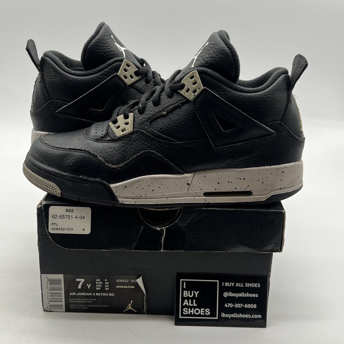 Size 7 - Air Jordan 4 Retro LS oreo 2015 (408452-003)