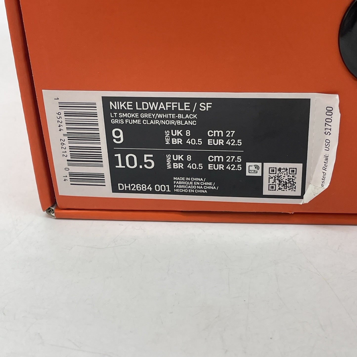 Size 9 - Nike LDV Waffle x Fragment Design x Sacai Gray Suede (DH2684-001)