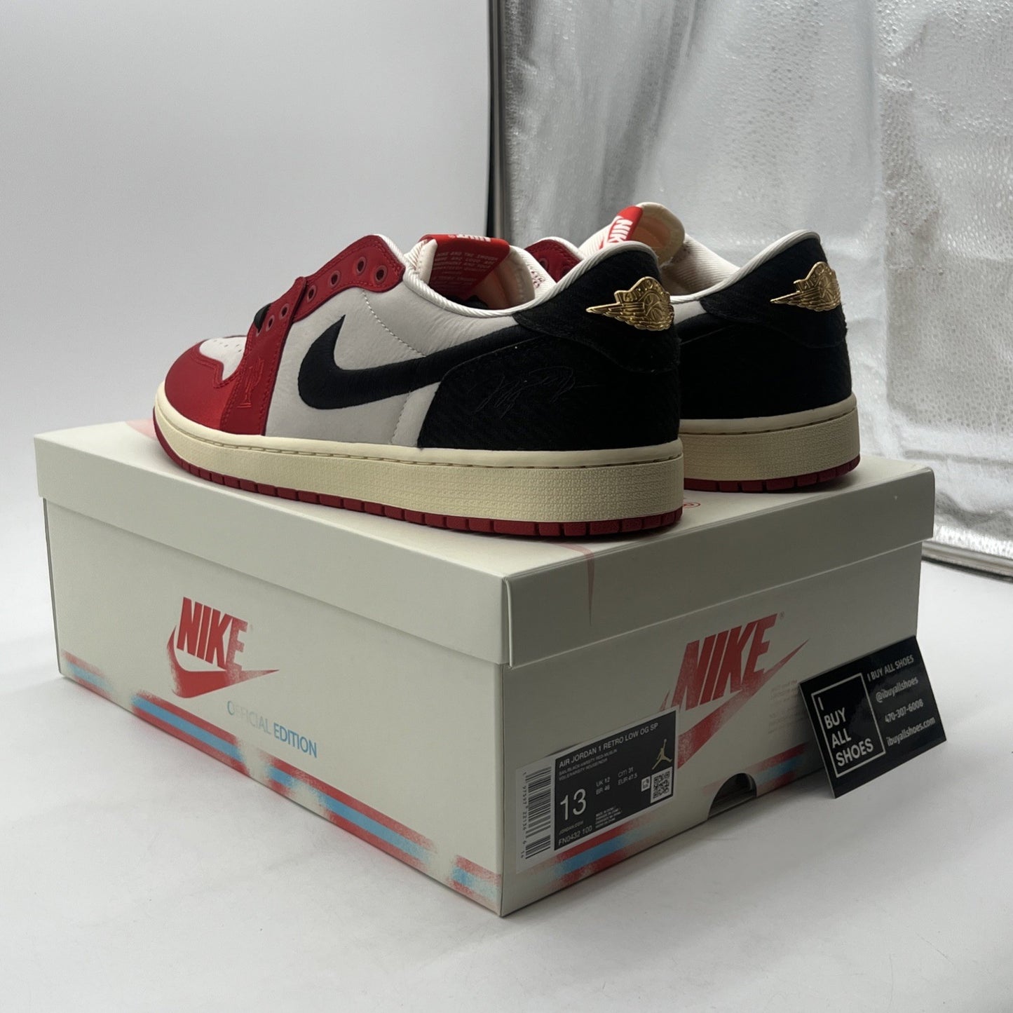 Size 13 - Trophy Room x Air Jordan 1 Retro OG SP Low Rookie Card - Away