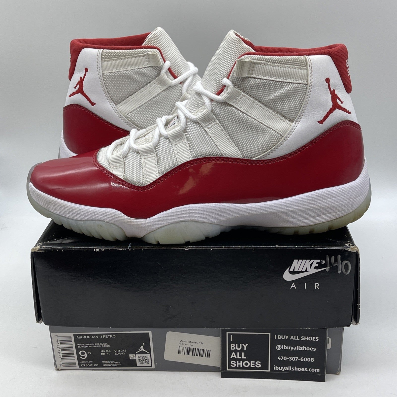 Size 9.5 - Jordan 11 Retro High Cherry Red White Suede Leather (CT8012-116)