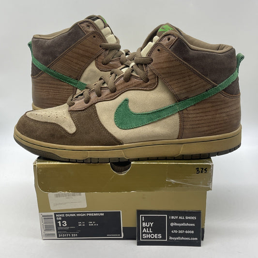 Size 13 - Nike Dunk Premium SB High Tweed Classic Green Brown (313171-231)