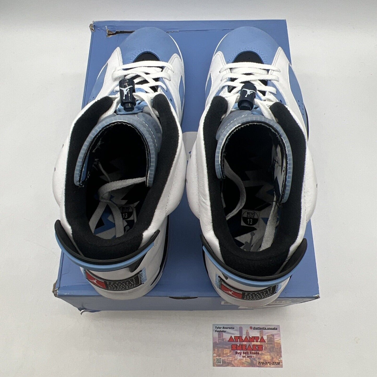 Size 13 - Jordan 6 Retro Mid UNC Home Black White Blue Suede Leather CT8529-410