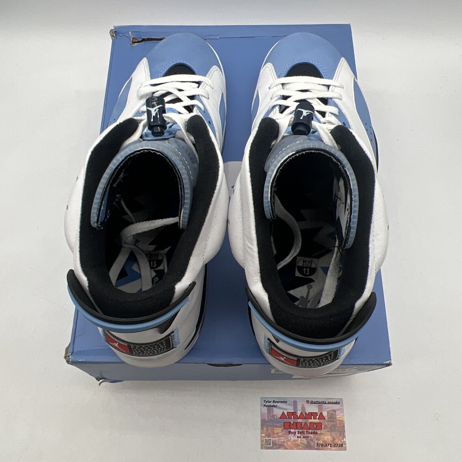 Size 13 - Jordan 6 Retro Mid UNC Home Black White Blue Suede Leather CT8529-410