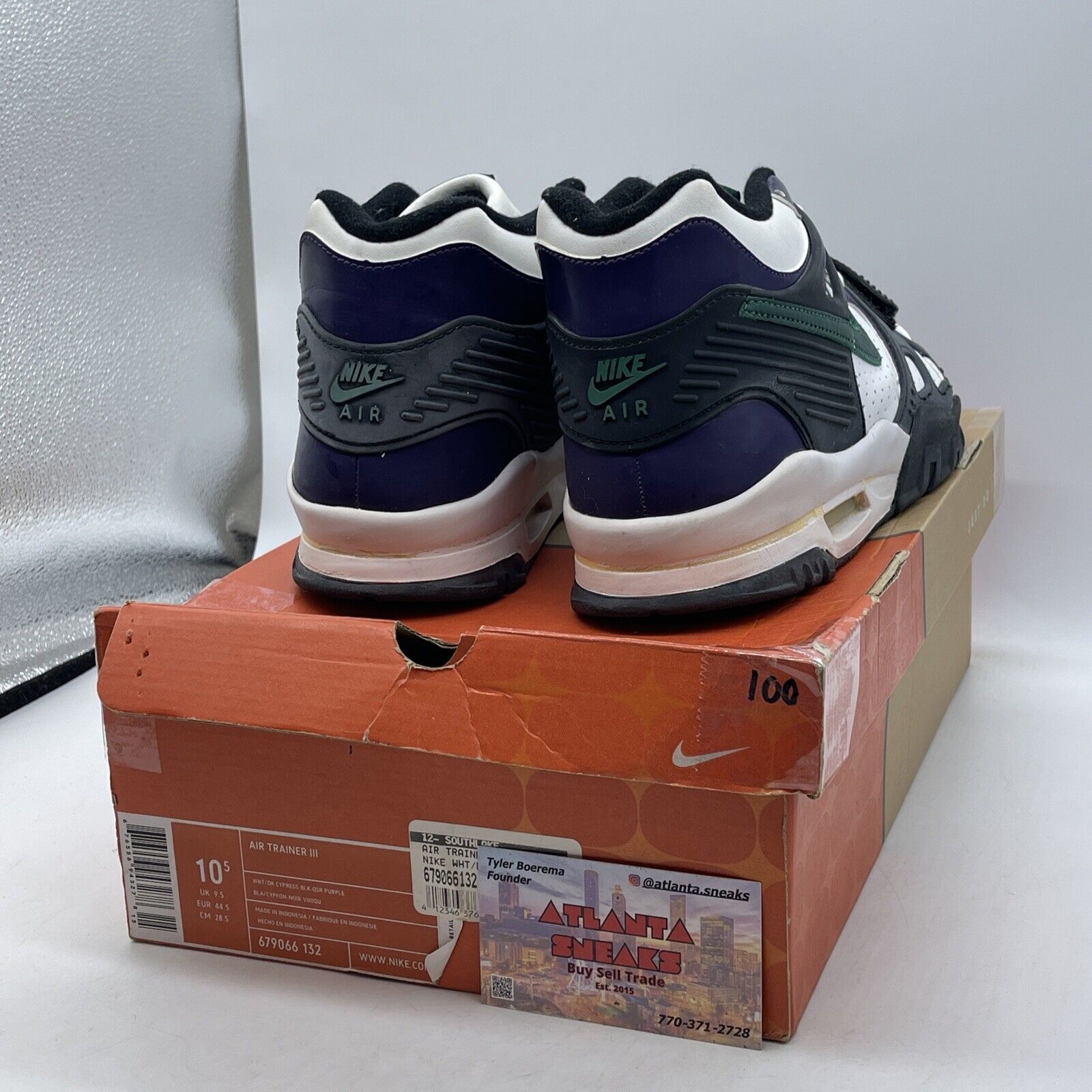 Size 10.5 - Nike Air Trainer 3 White Purple Black Leather (679066-132)