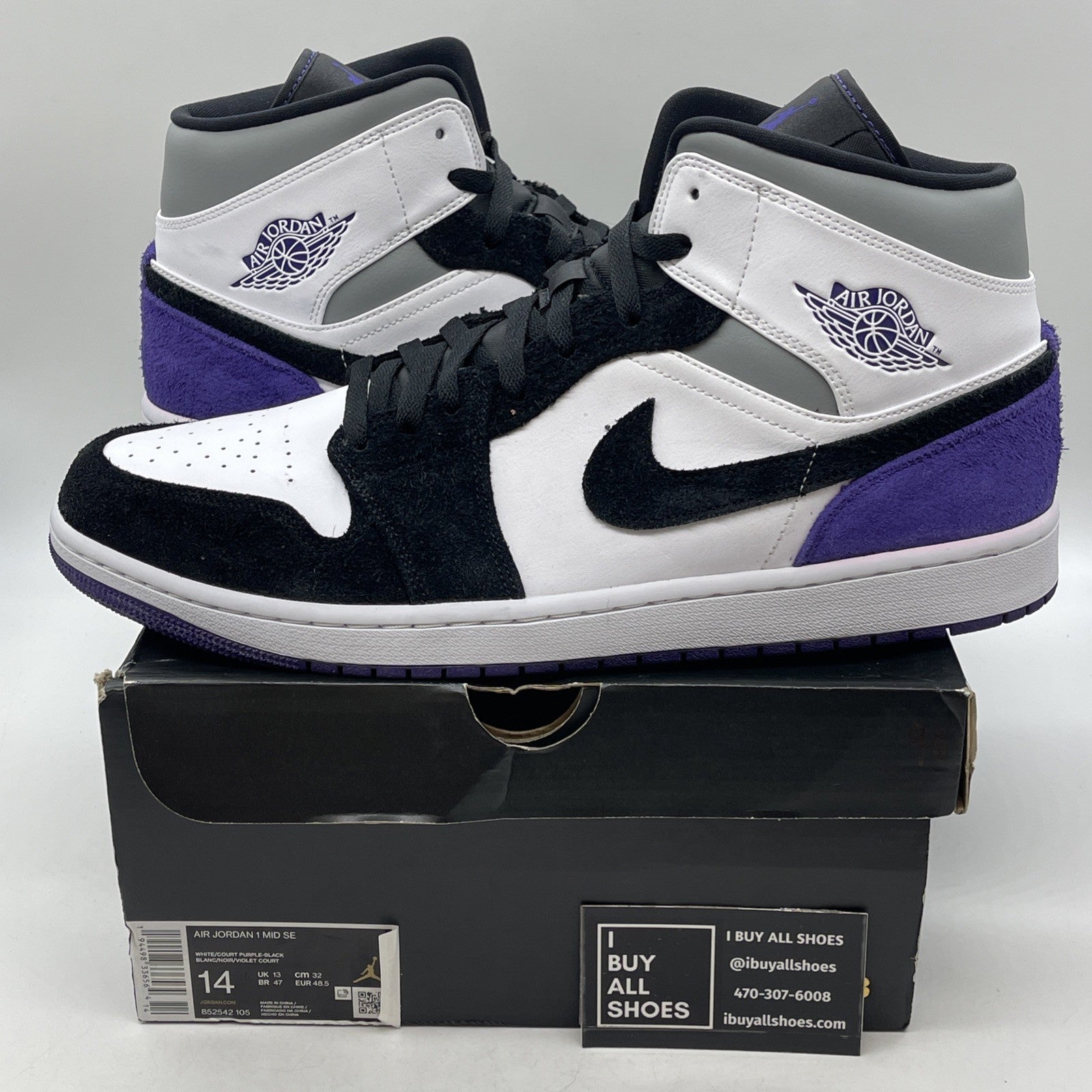 Size 14 - Air Jordan 1 SE Mid Varsity Purple (852542-105)