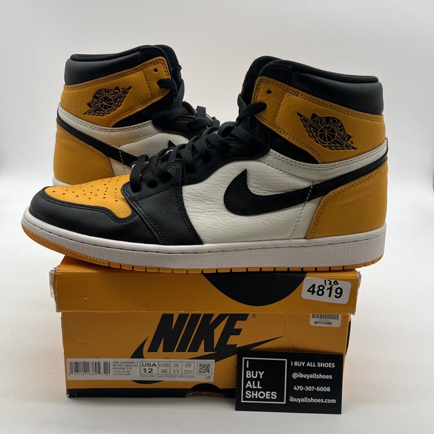 Size 12 - Air Jordan 1 Retro OG High Yellow Toe (555088-711)