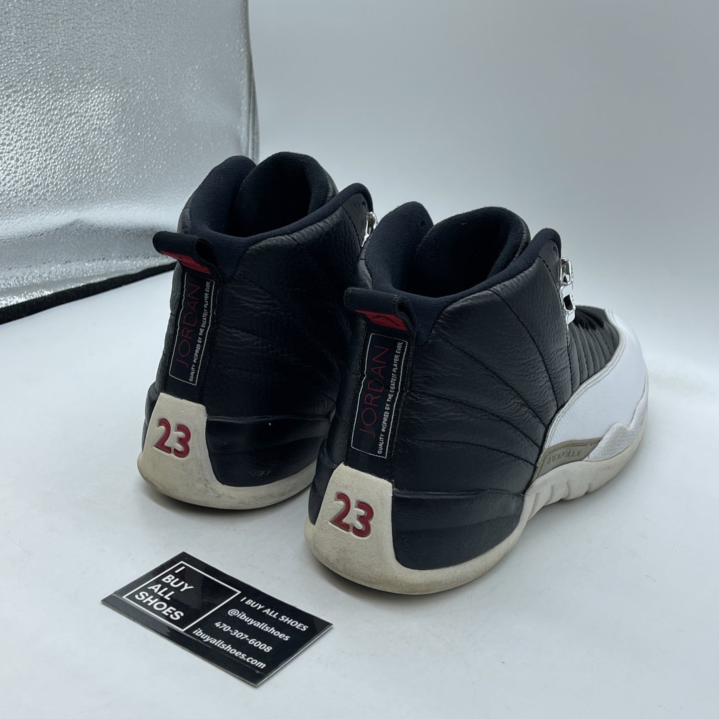 Size 11.5 - Air Jordan 12 Retro 2012 Playoff Black White Leather (130690-001)