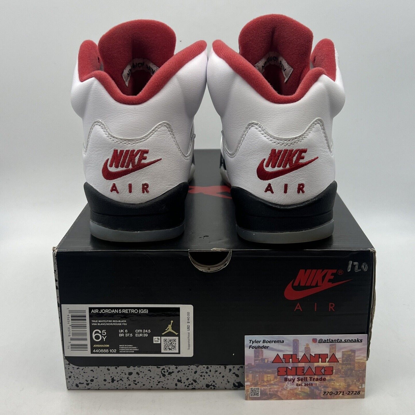 Air Jordan 5 Retro Fire Red Silver Tongue 2020 (GS) White Black (440888-102)