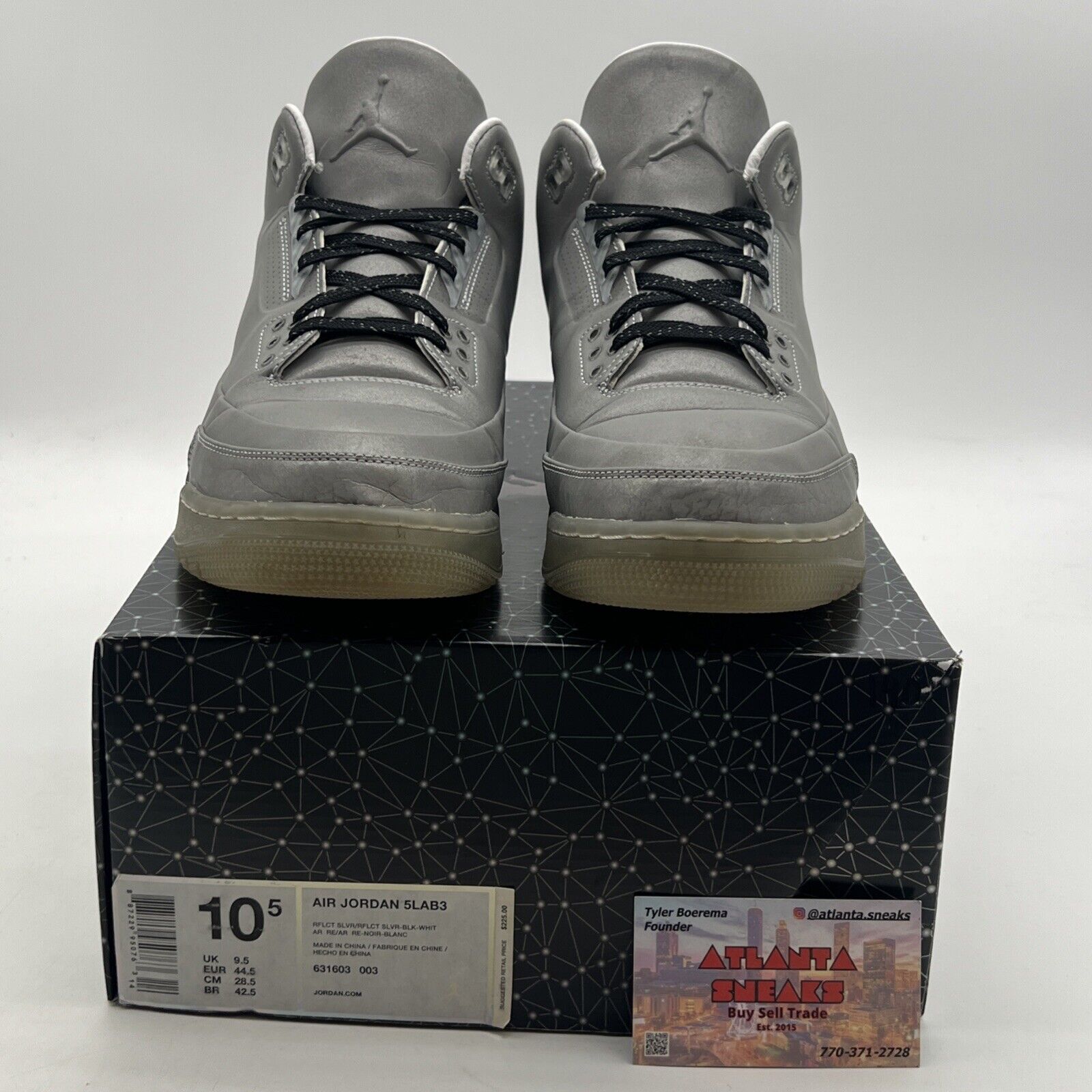 Size 10.5 - Air Jordan 3 5Lab3 Reflective Silver (631603-003)