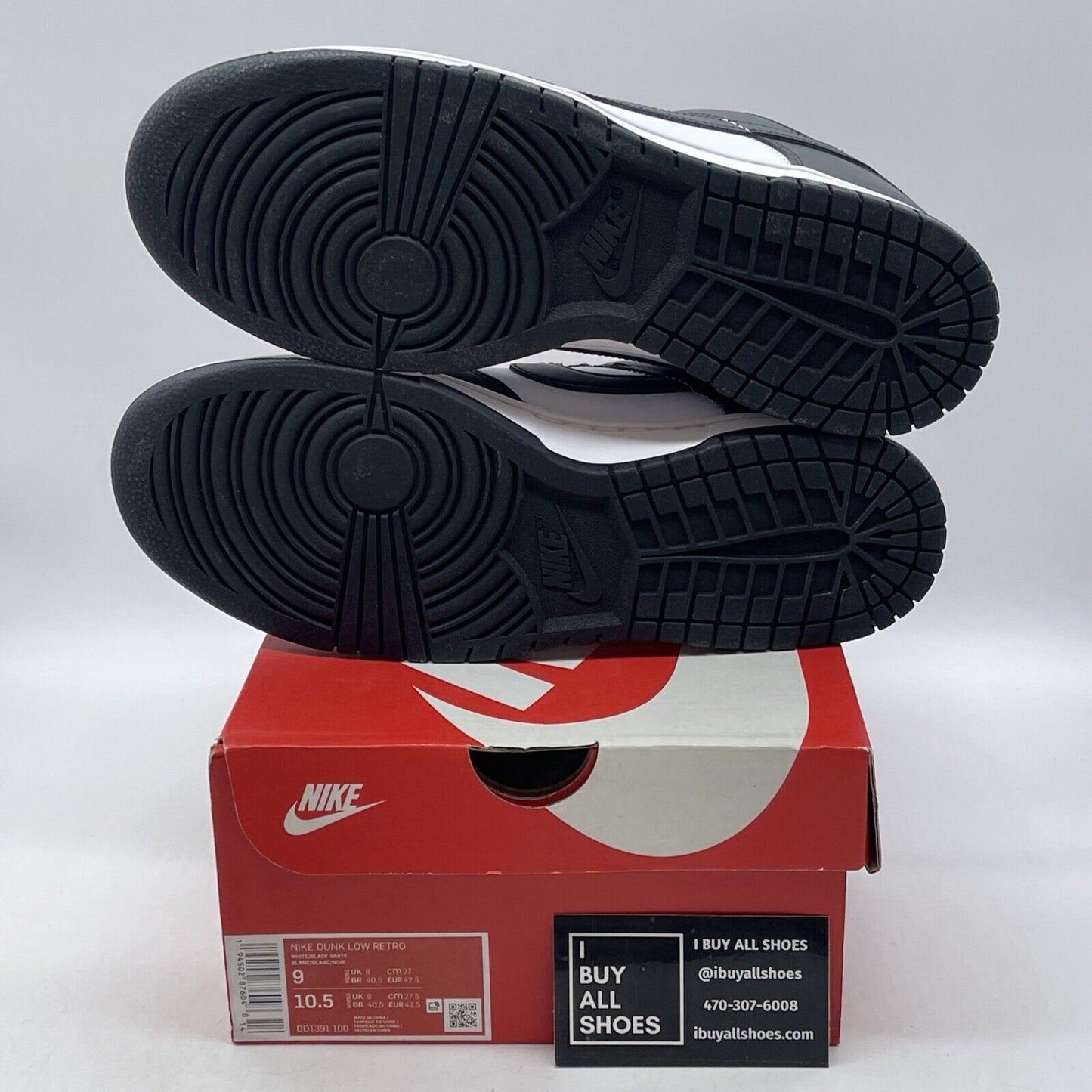 Size 9.5 - Nike Dunk Low Black White Leather Suede (DD1391-100)