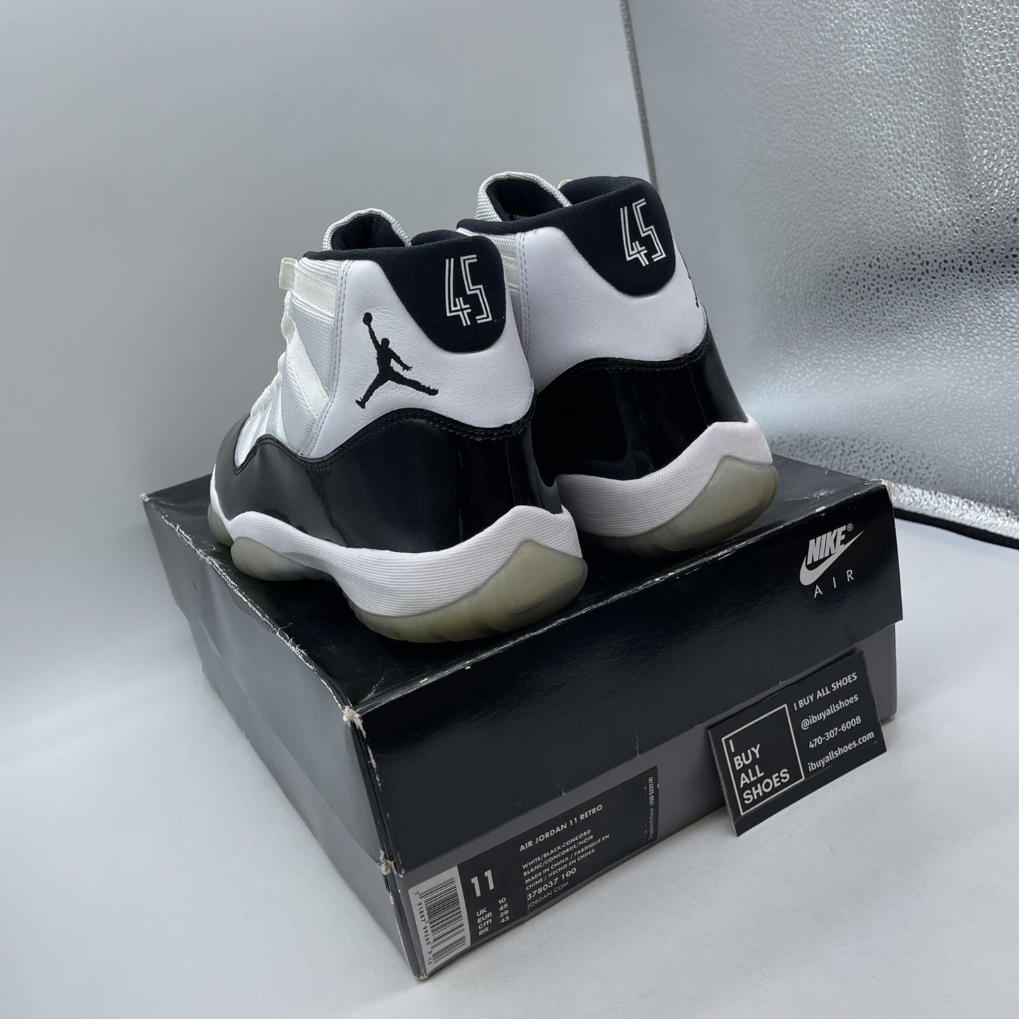 Size 11 - Jordan 11 Retro High Concord Black White Leather (378037-100)