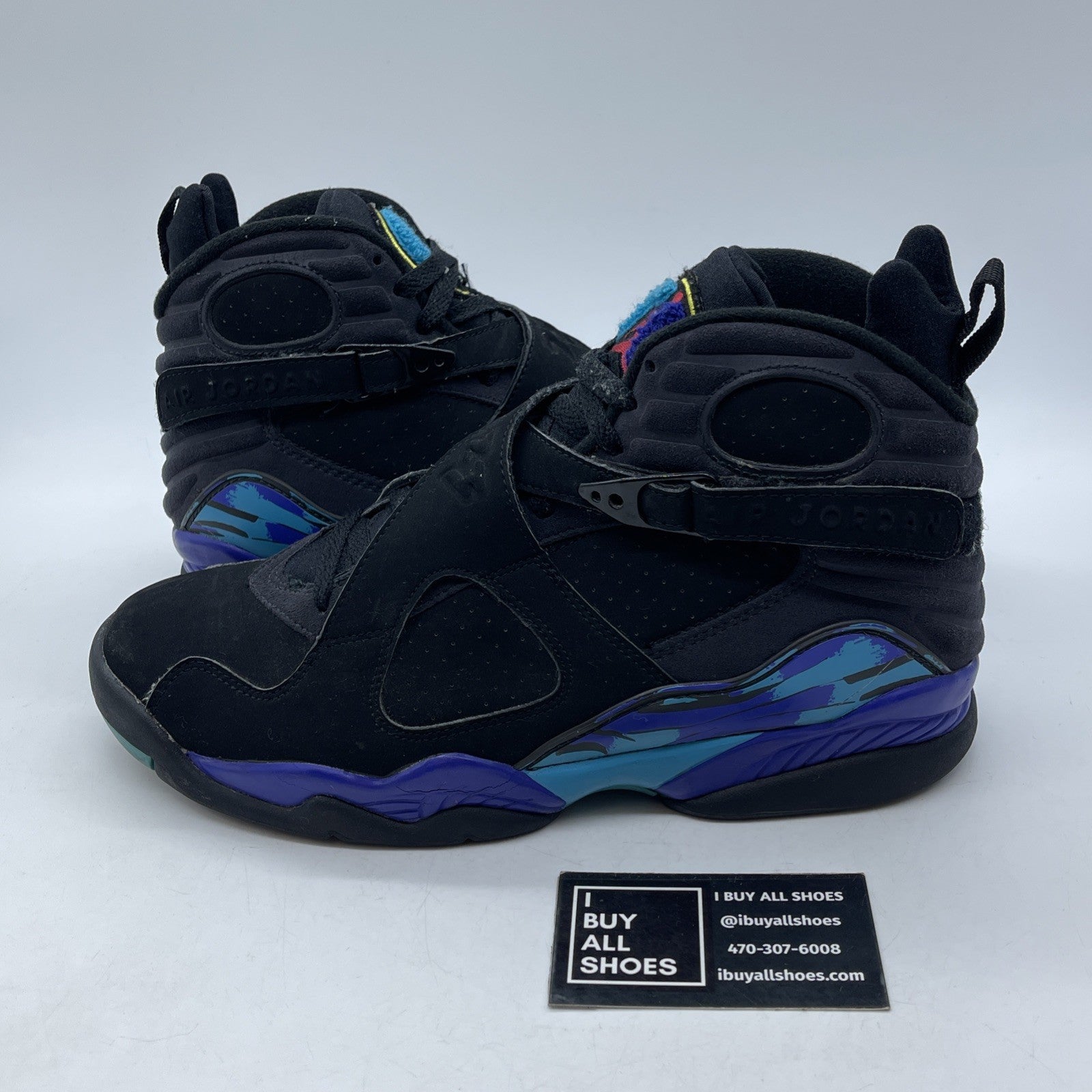Size 9 - Air Jordan 8 Retro 2007 Aqua Black Blue Purple Suede (305381-041)