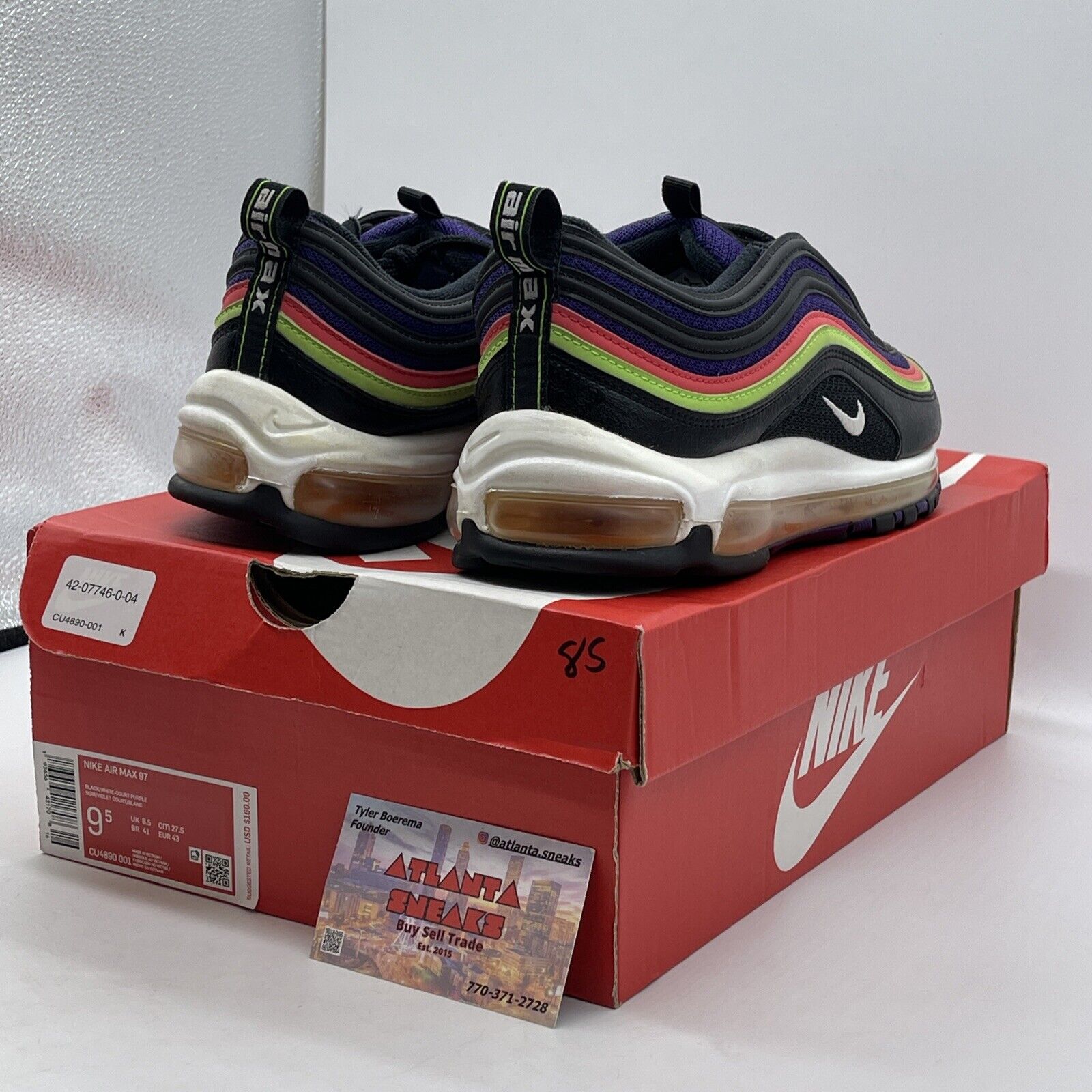 Size 9.5 - Nike Air Max 97 Joker White Black Pink Purple Green (CU4890-001)