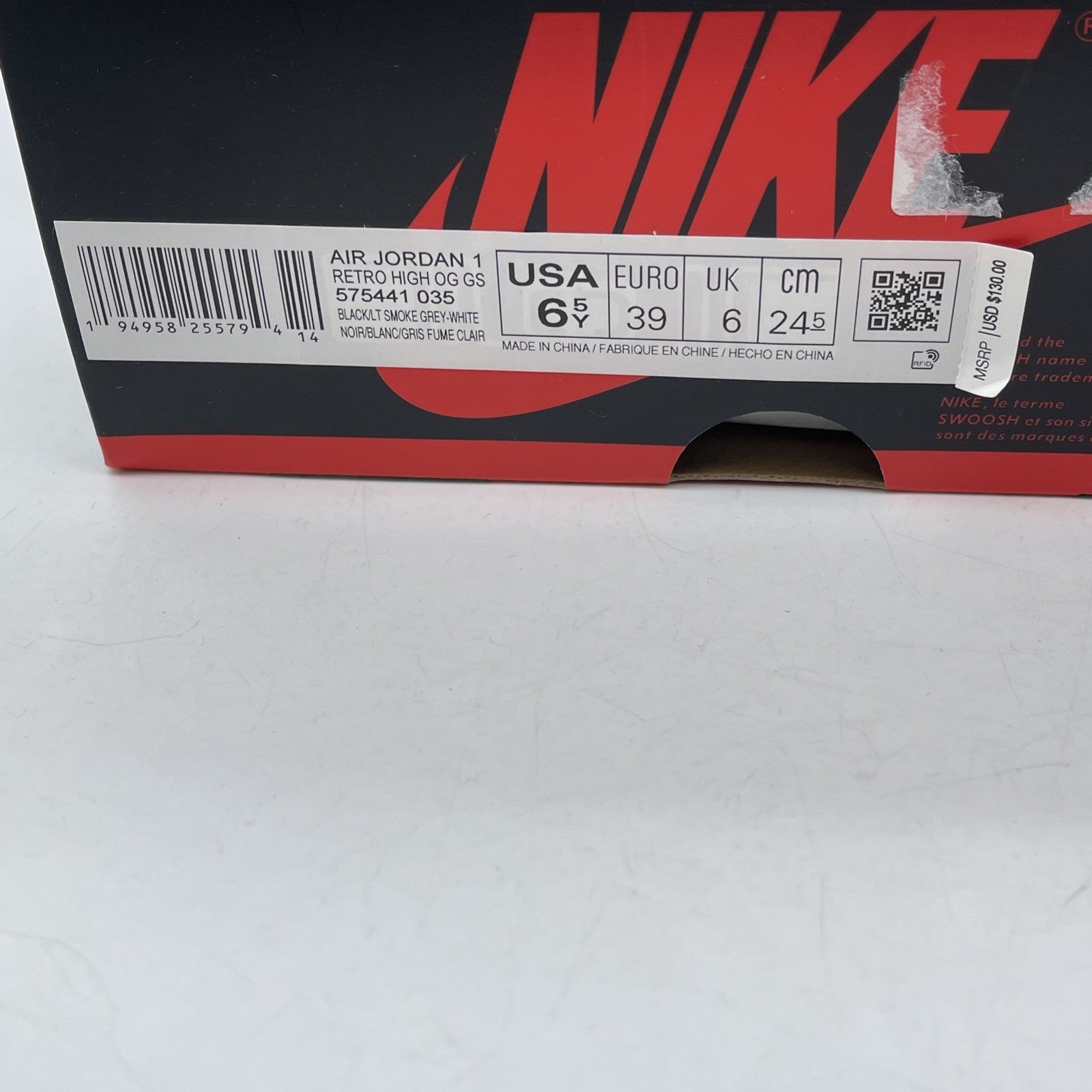 Size 6.5Y - Jordan 1 Retro OG High Shadow 2.0 Grey Black Suede (575441-035)