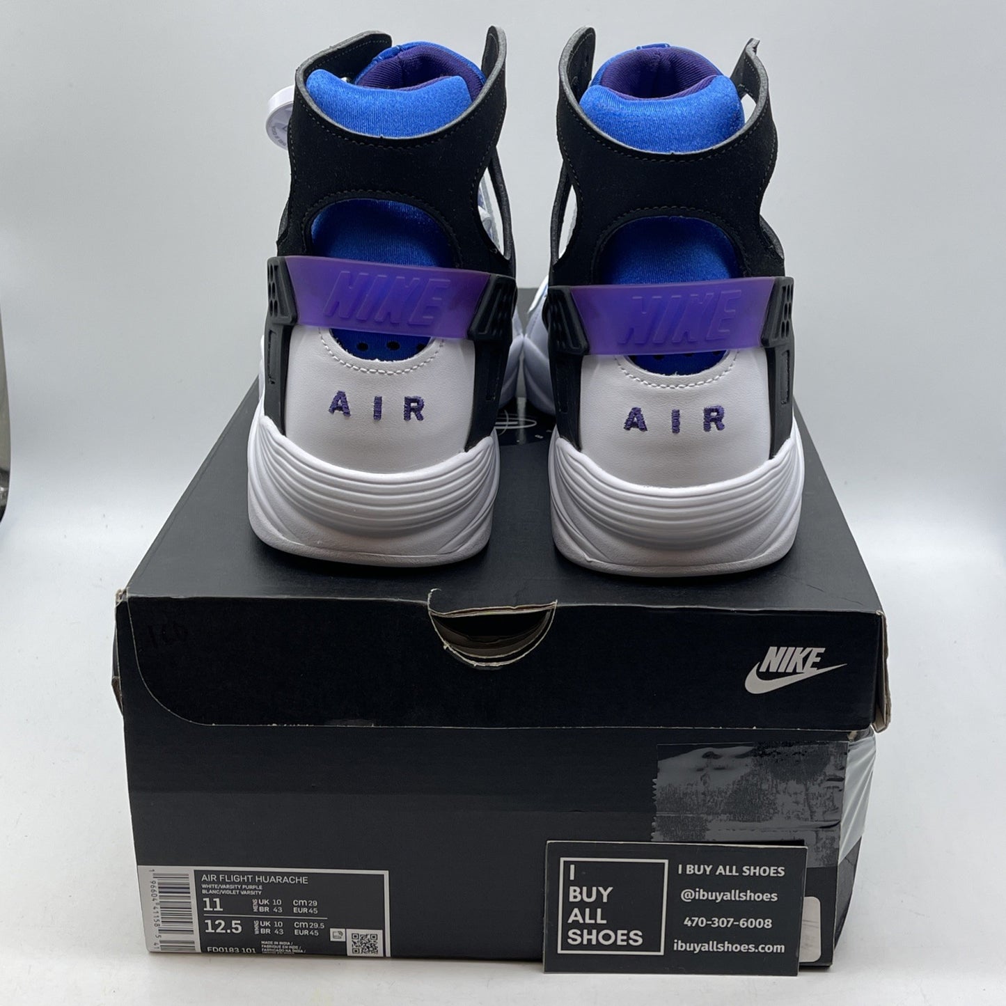 Size 11 - Nike Air Flight Huarache White Varsity Purple Suede (FD0183-101)