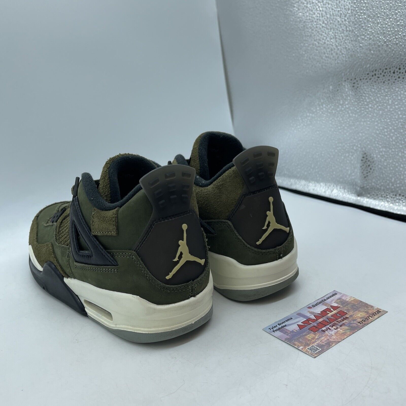 Size 7Y - Jordan 4 SE Retro Low Craft - Olive White Black Suede (FB9928-200)