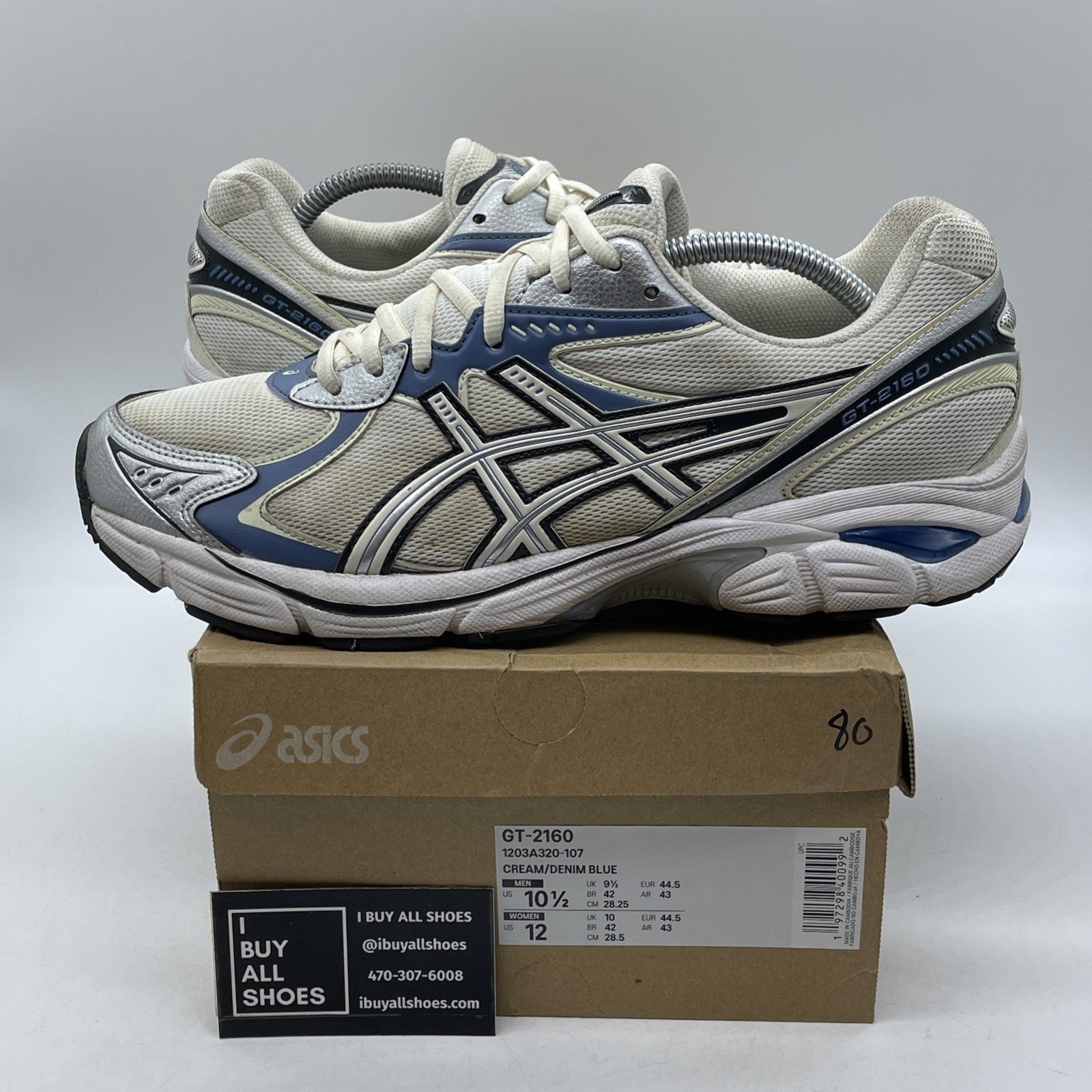 Size 10.5 - Asics Sportstyle GT-2160 Cream Denim Blue Running (1203A320-107)