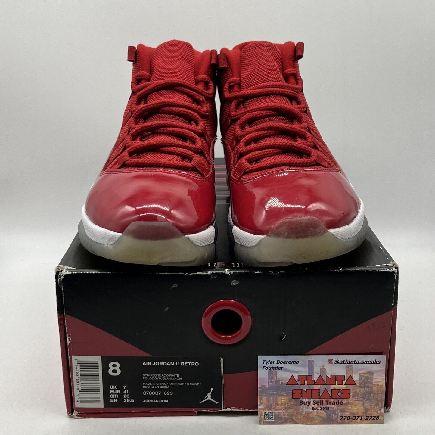 Size 8 - Jordan 11 Retro High Win Like '96 Red White Leather (378037-623)