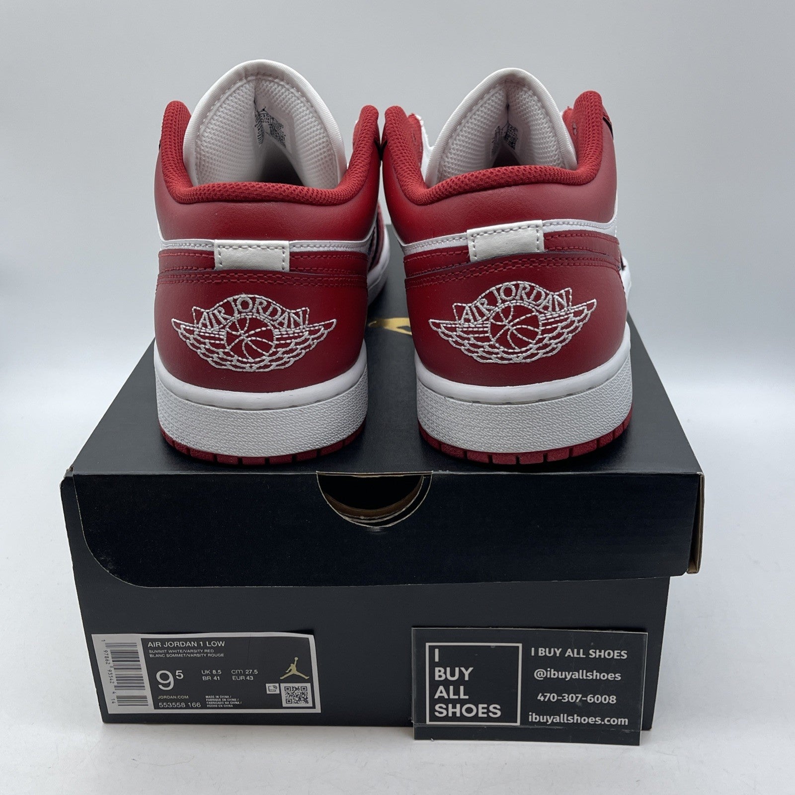 Size 9.5 - Air Jordan 1 Low New Beginnings Red White Leather (553558-166)