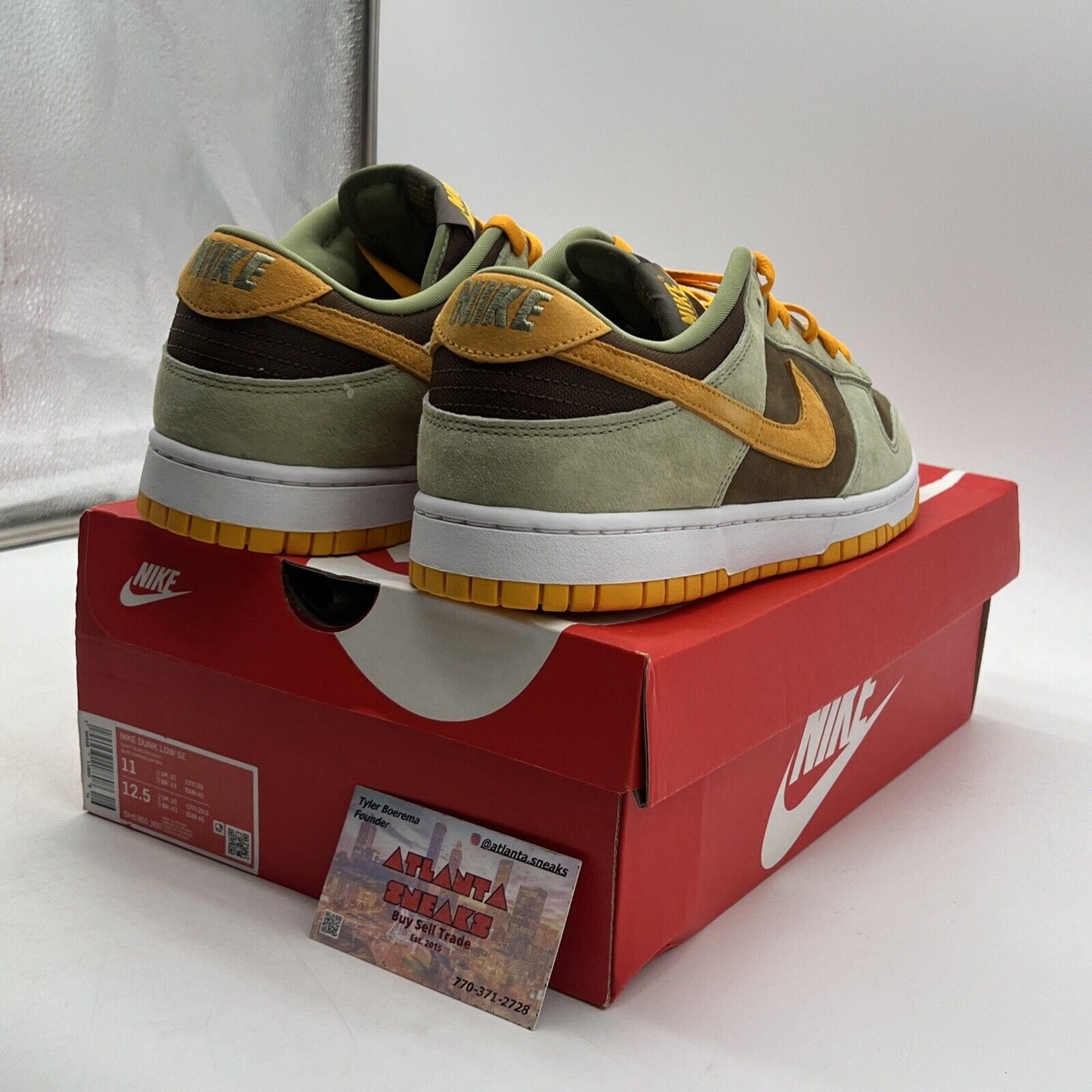 Size 11 - Nike Dunk Low Dusty Olive Brown Orange Suede White (DH5360-300)