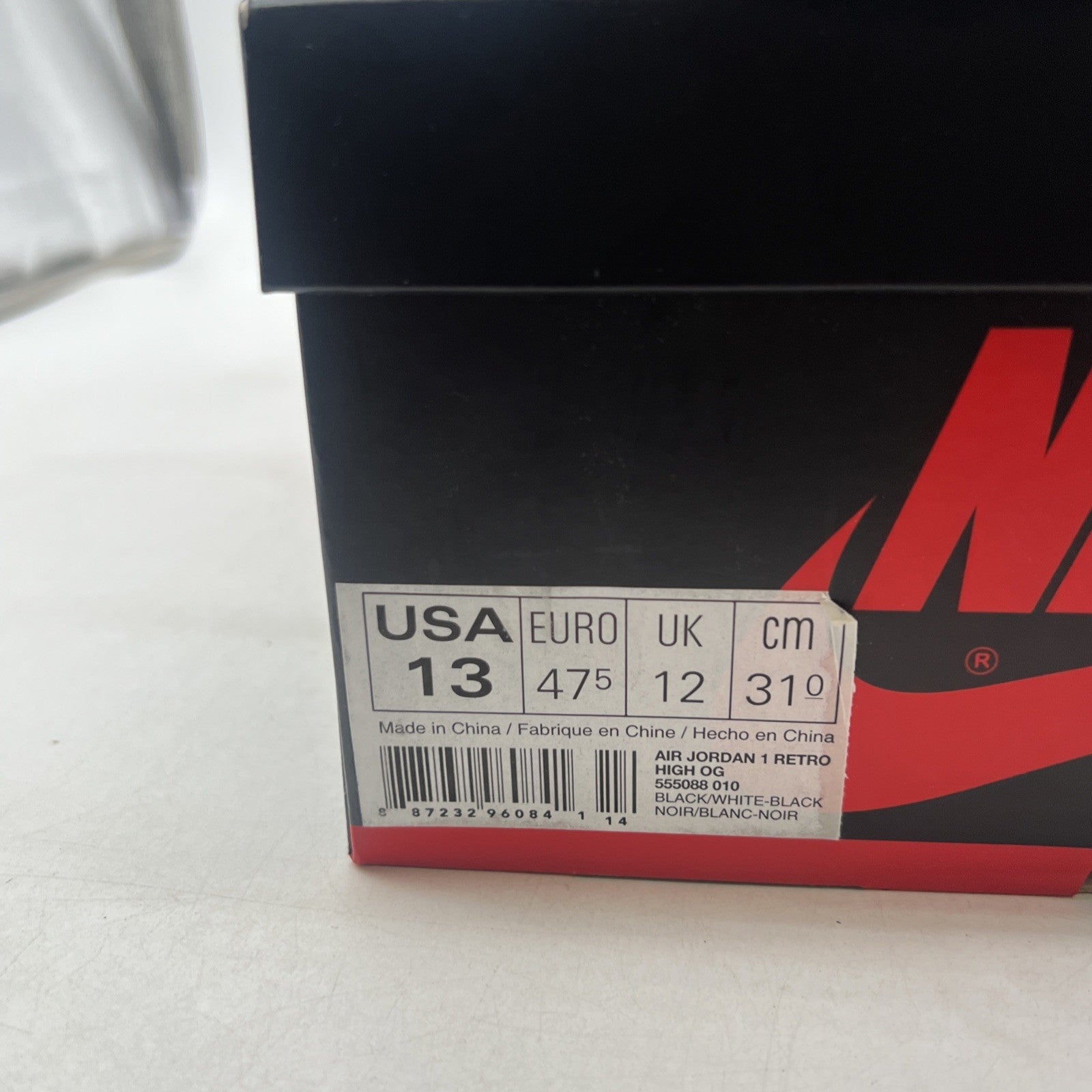 Size 13 - Air Jordan 1 Retro OG 2014 High Black White (555088-010)