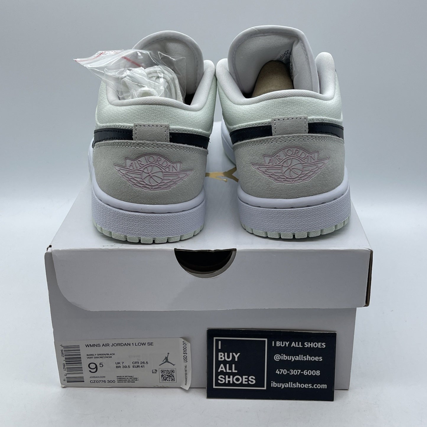 Size 9.5W - Air Jordan 1 SE Low Barely Green Suede Leather (CZ0776-300)