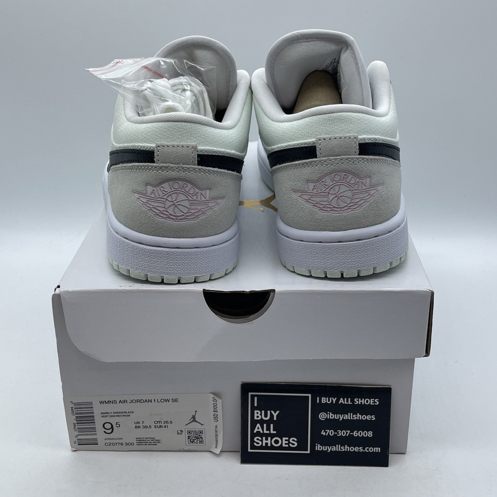 Size 9.5W - Air Jordan 1 SE Low Barely Green Suede Leather (CZ0776-300)