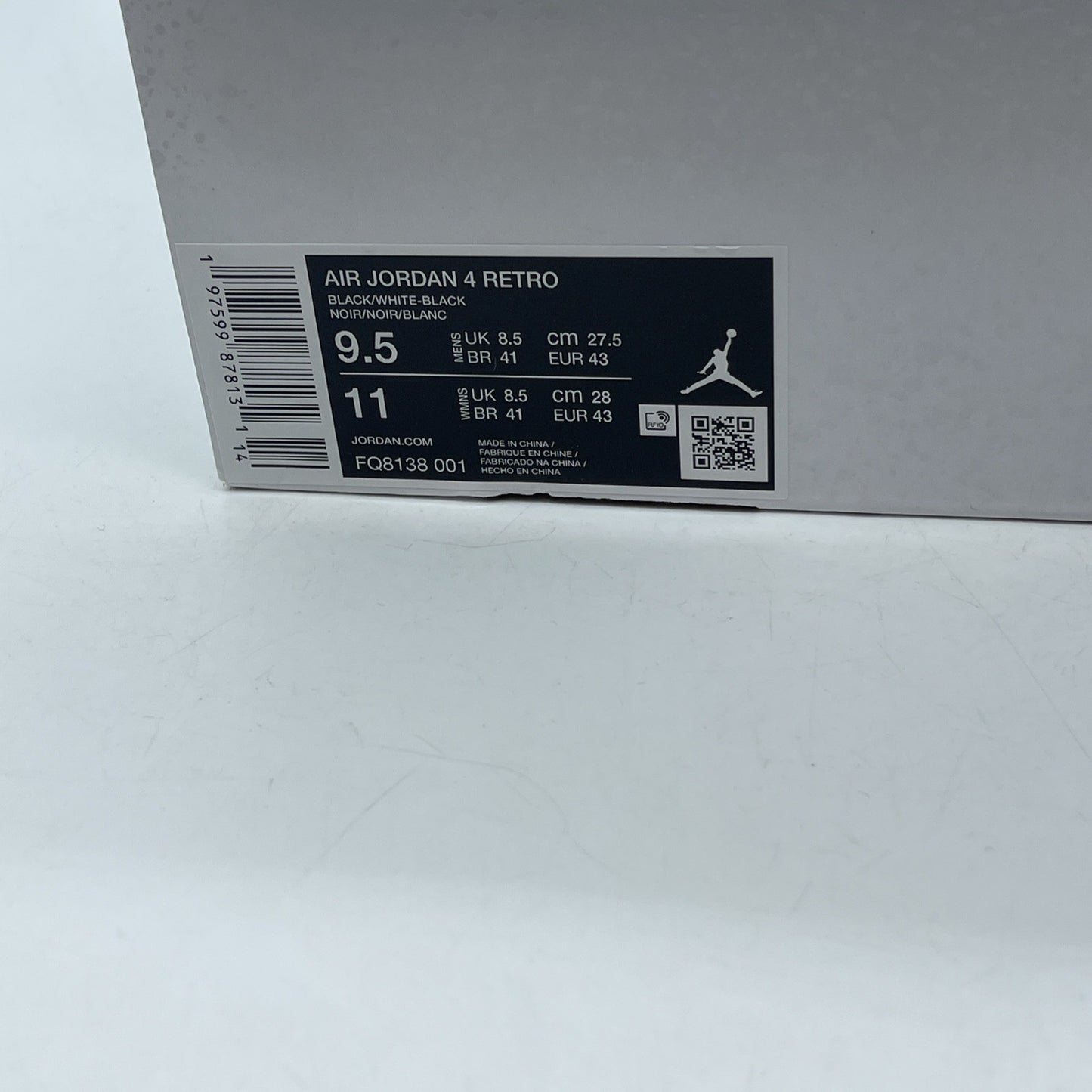 Size 9.5 - Air Jordan 4 Retro White Thunder Black Suede (FQ8138-001)