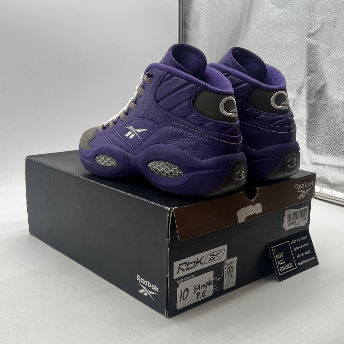 Size 10 - Reebok Question Mid Sample , Purple Grey (BB0216)