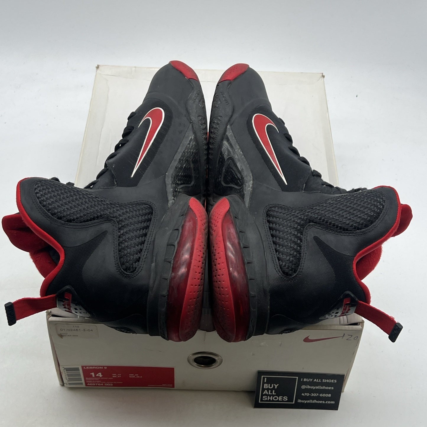 Size 14 - Nike LeBron 9 Black White Red (469764-003)
