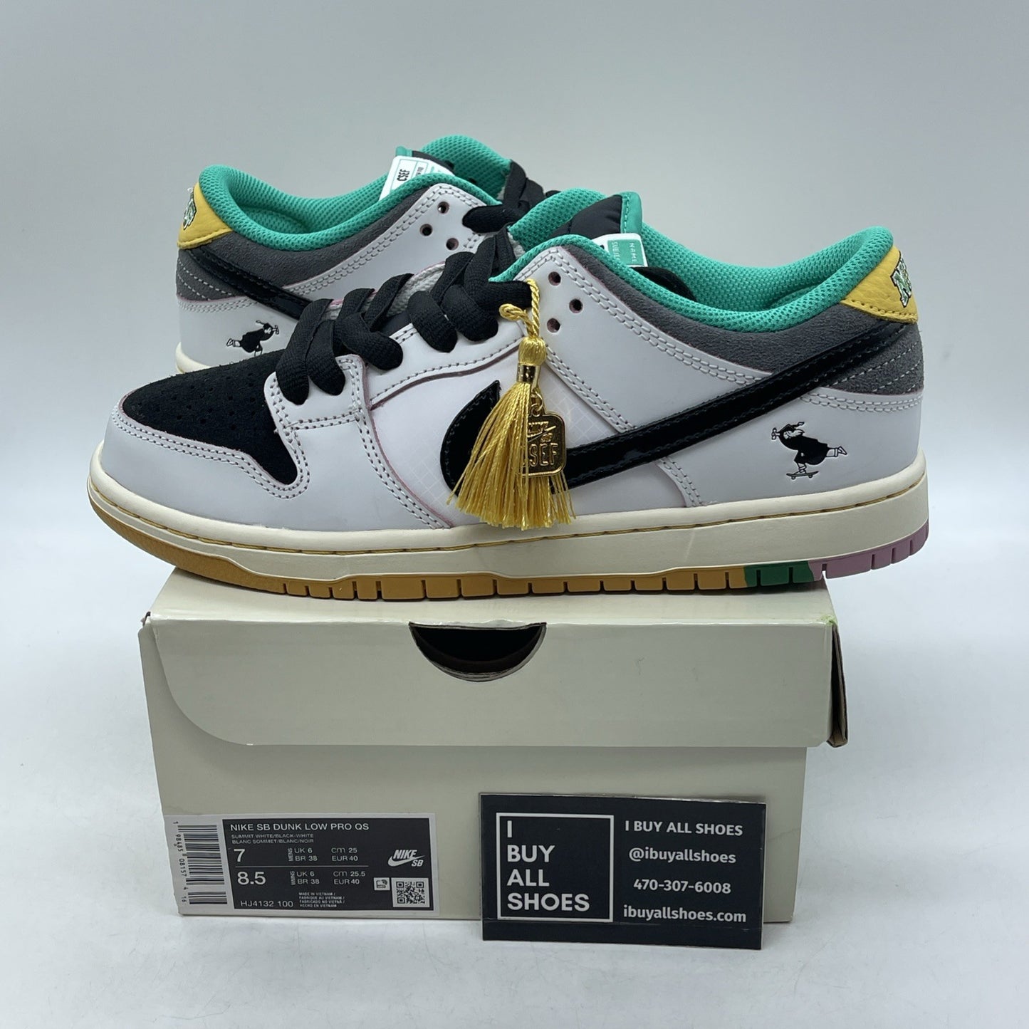 Size 7 - CSEF x Nike Dunk SB Low White Clear Emerald (HJ4132-100)